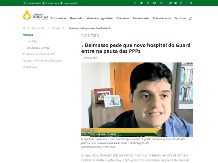 CLDF: Delmasso pede que novo hospital do Guará entre na pauta das PPPs
