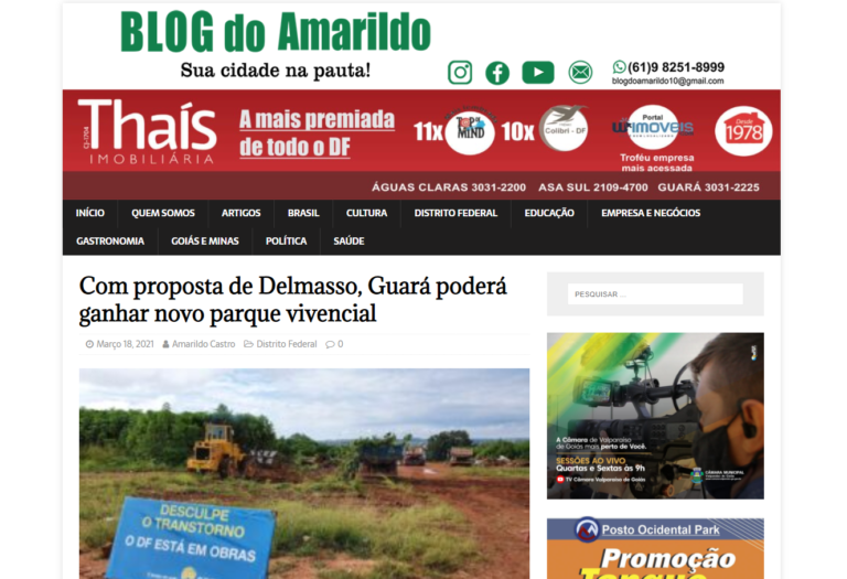 Blog do Amarildo: Com proposta de Delmasso, Guará poderá ganhar novo parque vivencial