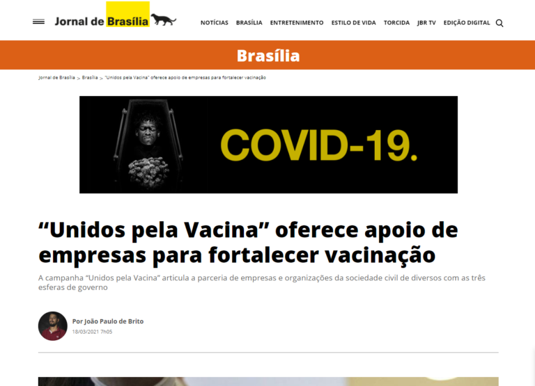 Jornal de Brasília: “Unidos pela Vacina” oferece apoio de empresas para fortalecer vacinação