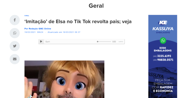 GMC On Line: ‘Imitação’ de Elsa no Tik Tok revolta pais