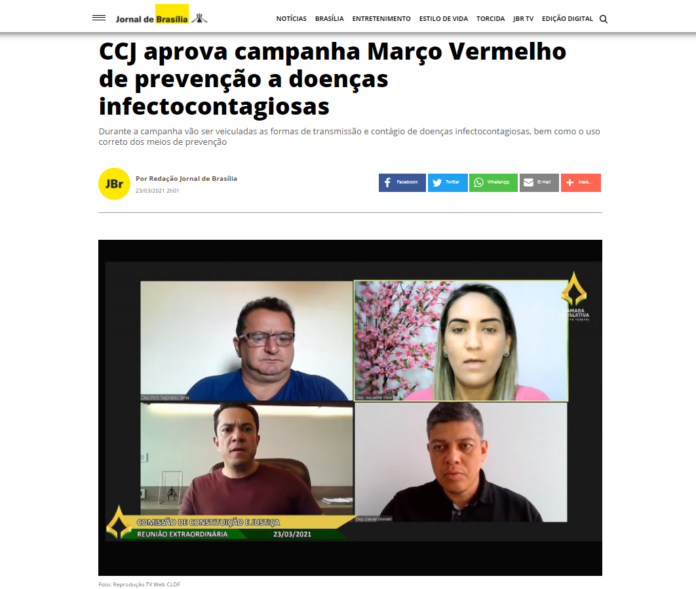 Jornal de Brasília: CCJ aprova campanha Março Vermelho de prevenção a doenças infectocontagiosas