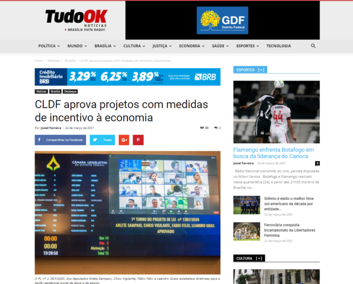 Tudo Ok Notícias: CLDF aprova projetos com medidas de incentivo à economia
