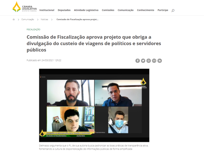 Câmara Legislativa: Comissão de Fiscalização aprova projeto que obriga a divulgação do custeio de viagens de políticos e servidores públicos