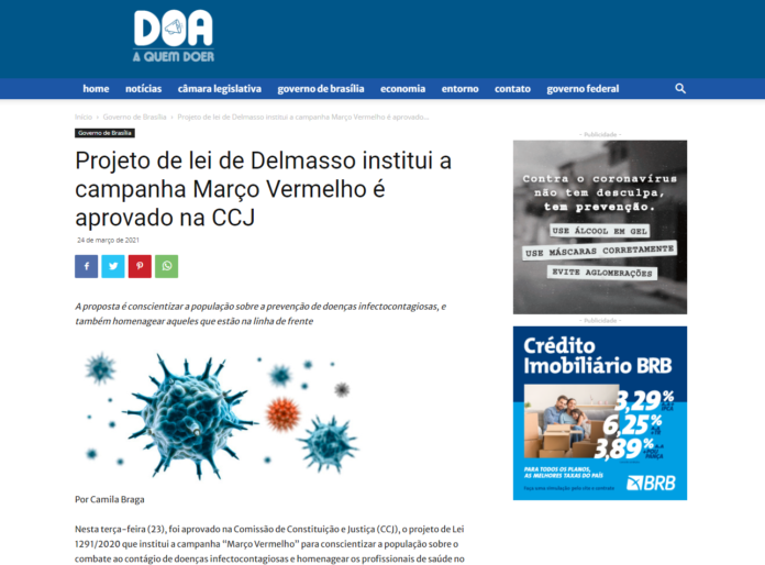 Doa a Quem Doer: Projeto de lei de Delmasso institui a campanha Março Vermelho é aprovado na CCJ