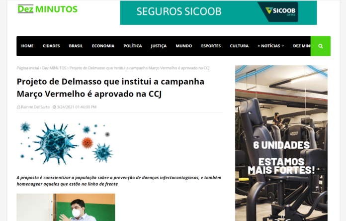 Dez Minutos: Projeto de Delmasso que institui a campanha Março Vermelho é aprovado na CCJ Dez Minutos: Projeto de Delmasso que institui a campanha Março Vermelho é aprovado na CCJ