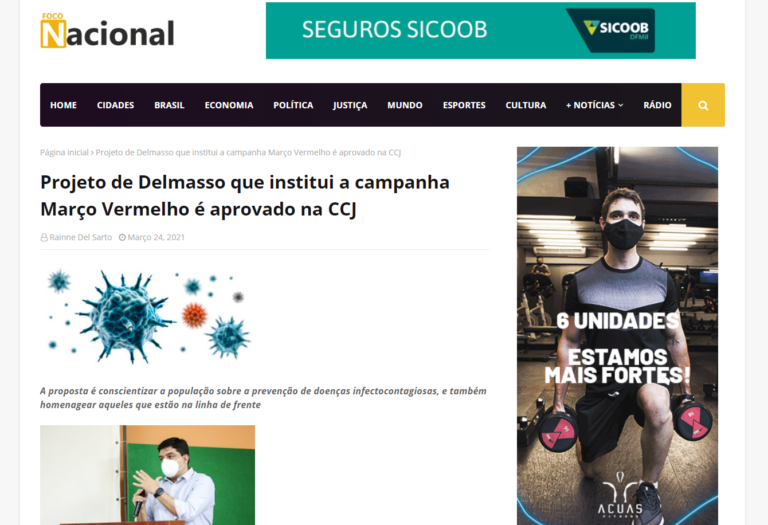 Foco Nacional: Projeto de Delmasso que institui a campanha Março Vermelho é aprovado na CCJ