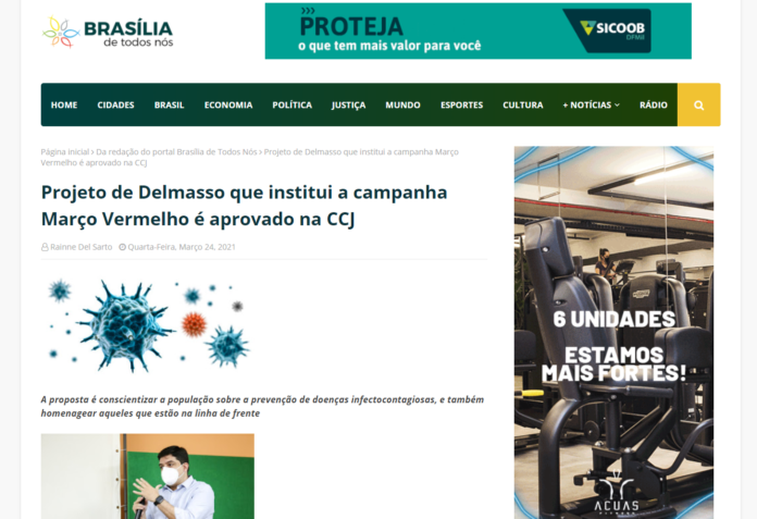 Brasília de Todos Nós: Projeto de Delmasso que institui a campanha Março Vermelho é aprovado na CCJ