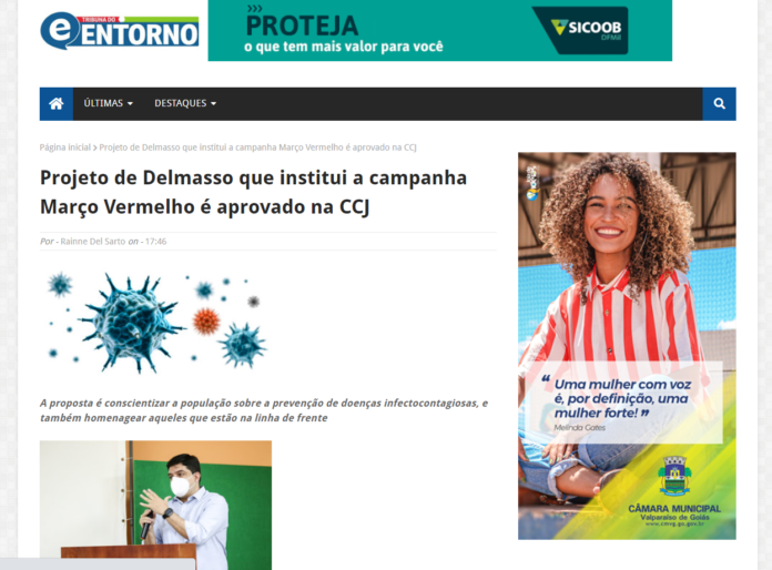 Tribuna do Entorno: Projeto de Delmasso que institui a campanha Março Vermelho é aprovado na CCJ
