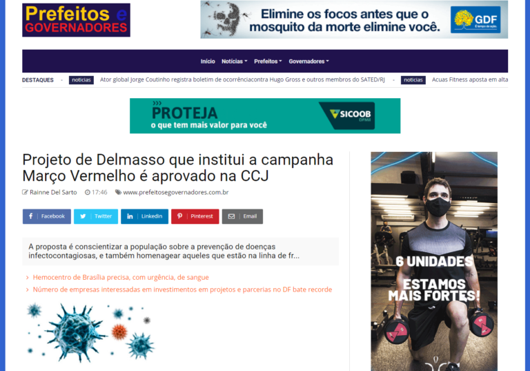 Prefeitos e Governadores: Projeto de Delmasso que institui a campanha Março Vermelho é aprovado na CCJ