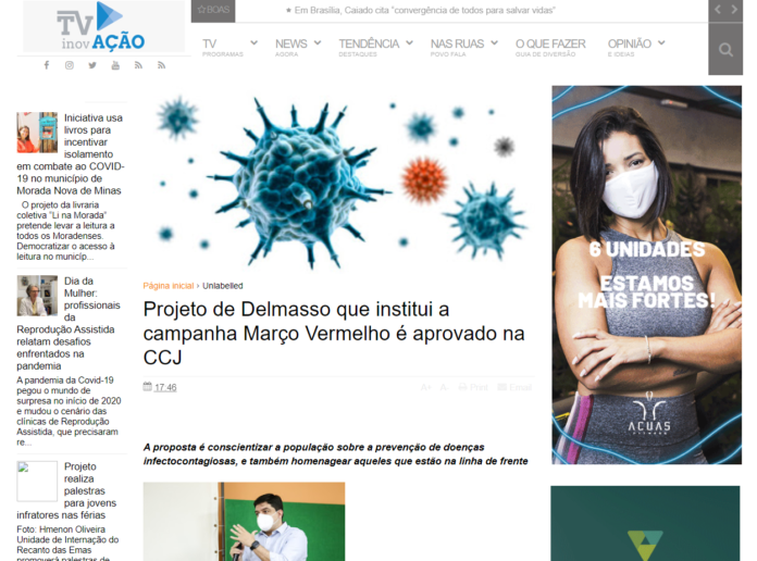 TV Inovação: Projeto de Delmasso que institui a campanha Março Vermelho é aprovado na CCJ