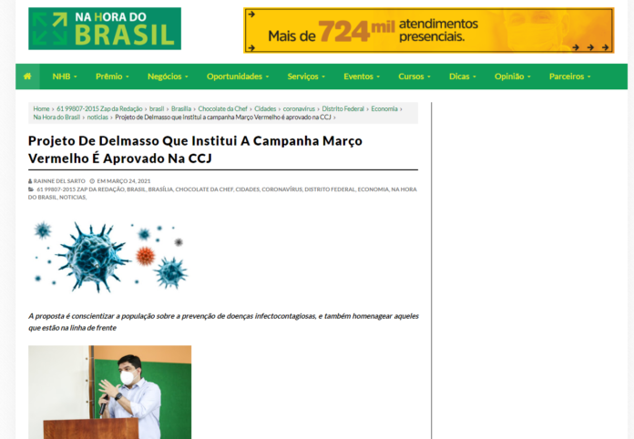 Na Hora do Brasil: Projeto de Delmasso que institui a campanha Março Vermelho é aprovado na CCJ
