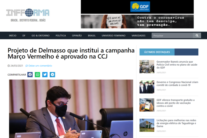 Infforma DF: Projeto de Delmasso que institui a campanha Março Vermelho é aprovado na CCJ