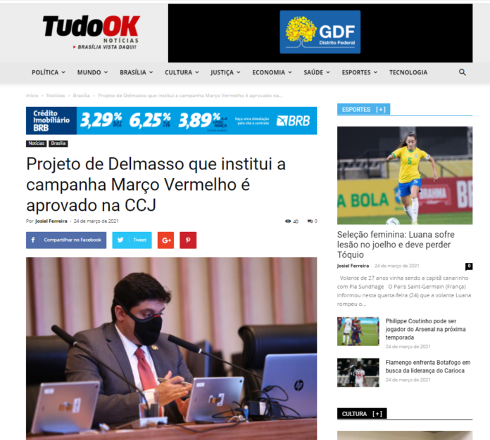 Tudo Ok Notícias: Projeto de Delmasso que institui a campanha Março Vermelho é aprovado na CCJ