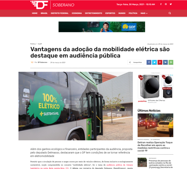 DF Soberano: Vantagens da adoção da mobilidade elétrica são destaque em audiência pública