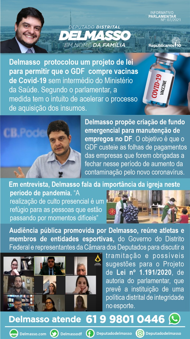7 – Informativo semanal do Gabinete do Deputado Rodrigo Delmasso