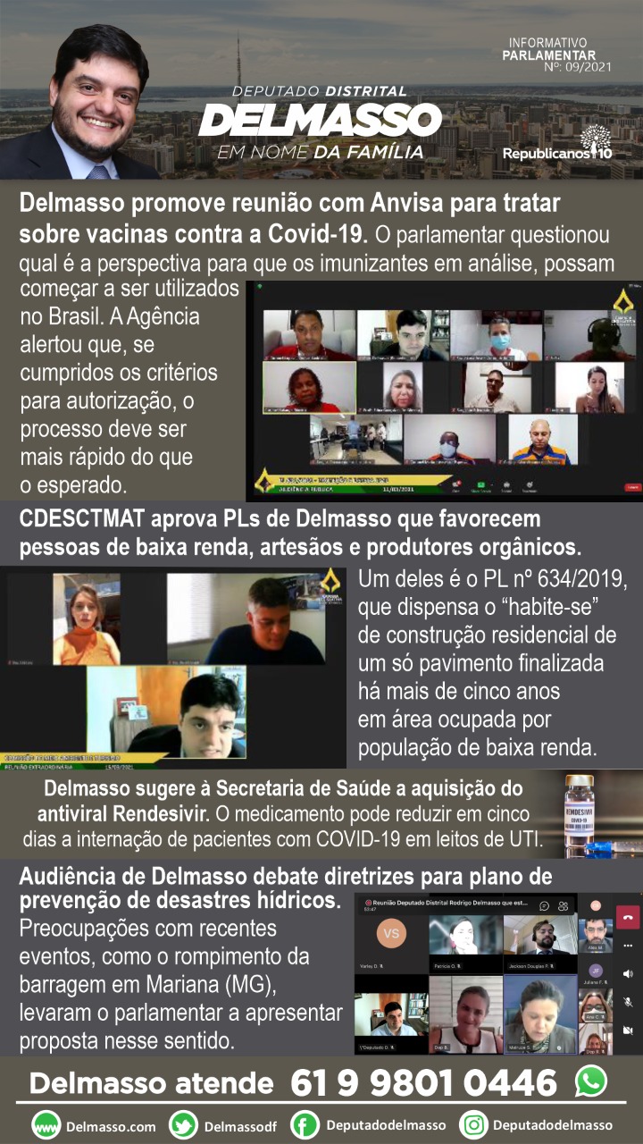 9 – Informativo semanal do Gabinete do Deputado Rodrigo Delmasso