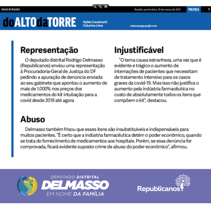 Jornal de Brasília coluna Do Alto Da Torre: Representação