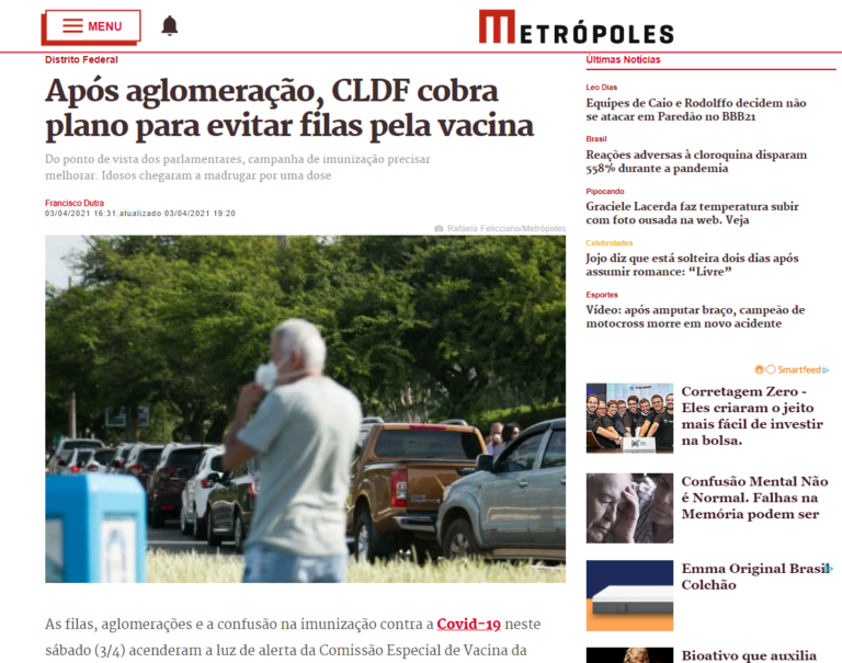 Metrópoles: Após aglomeração, CLDF cobra plano para evitar filas pela vacina