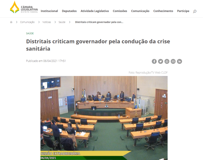 Câmara Legislativa: Distritais criticam governador pela condução da crise sanitária