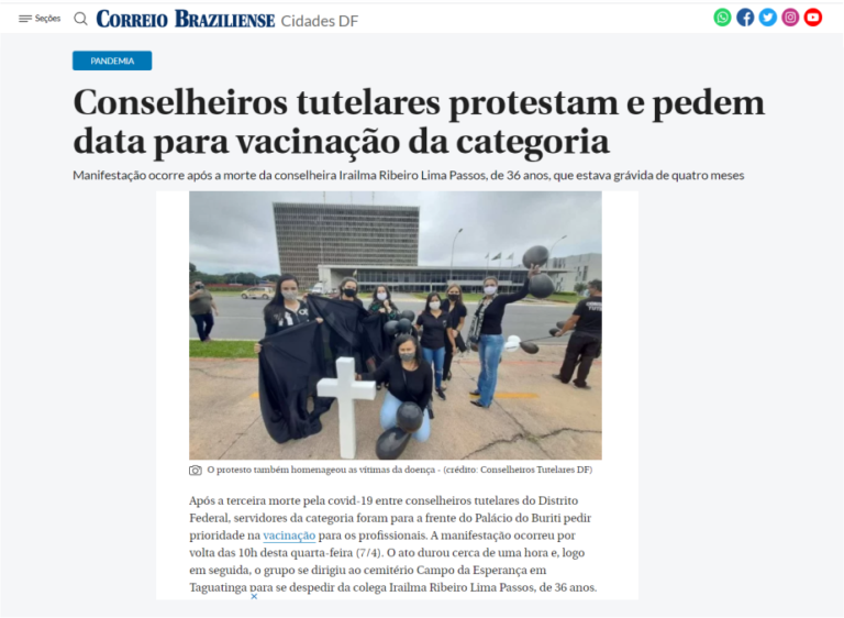 Correio Braziliense: Conselheiros tutelares protestam e pedem data para vacinação da categoria