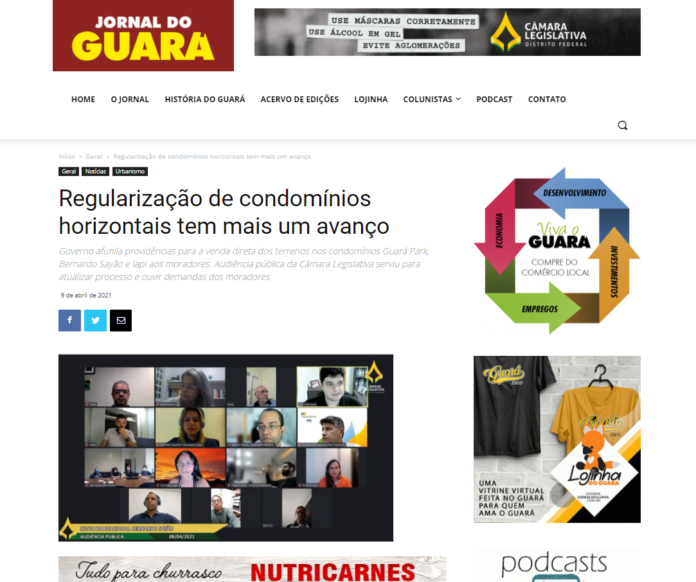 Jornal do Guará: Regularização de condomínios horizontais tem mais um avanço