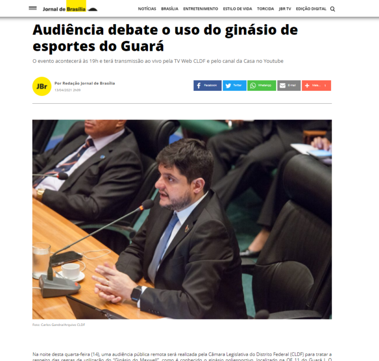 Jornal de Brasília: Audiência debate o uso do ginásio de esportes do Guará