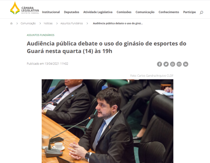 Agência CLDF: Audiência pública debate o uso do ginásio de esportes do Guará nesta quarta (14) às 19h