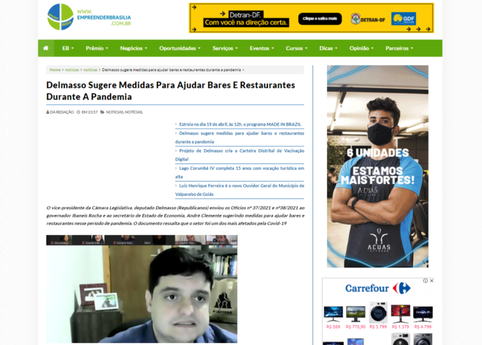 Empreender Brasília: Delmasso Sugere Medidas Para Ajudar Bares E Restaurantes Durante A Pandemia