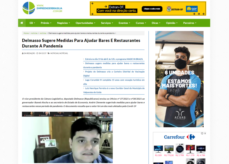Empreender Brasília: Delmasso Sugere Medidas Para Ajudar Bares E Restaurantes Durante A Pandemia