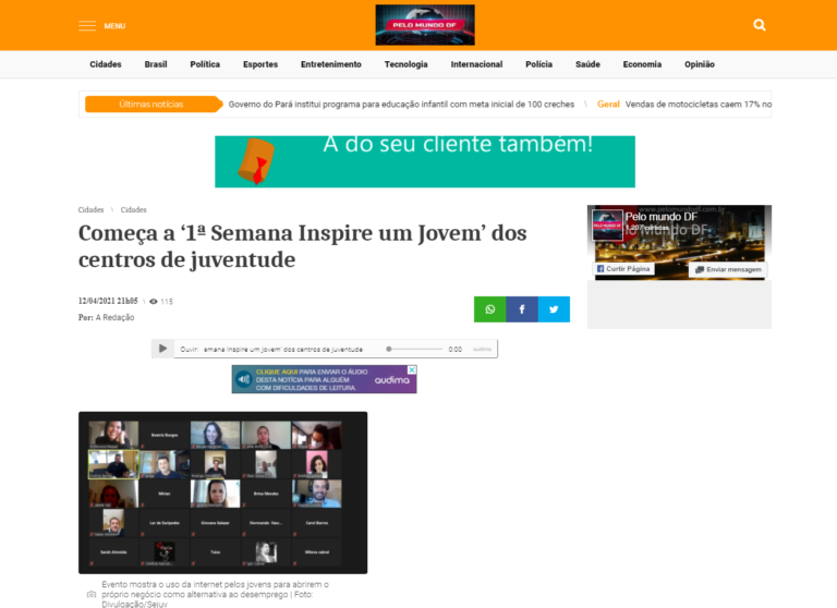 Pelo Mundo DF: Começa a ‘1ª Semana Inspire um Jovem’ dos centros de juventude