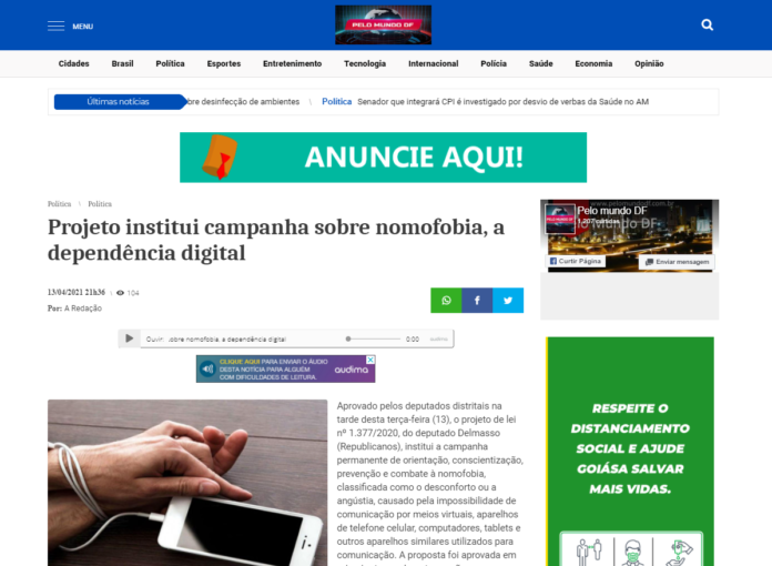 Pelo Mundo DF: Projeto institui campanha sobre nomofobia, a dependência digital