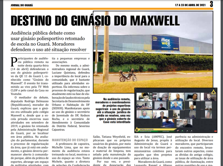 Jornal do Guará: DESTINO DO GINÁSIO DO MAXWELL