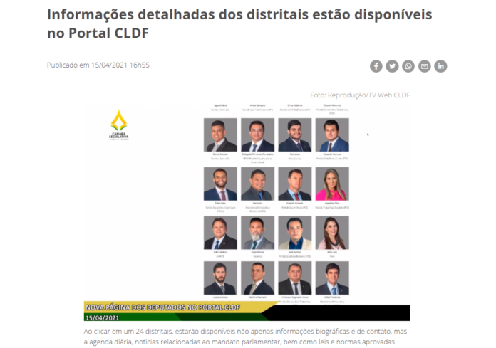 Agência CLDF: Informações detalhadas dos distritais estão disponíveis no Portal CLDF