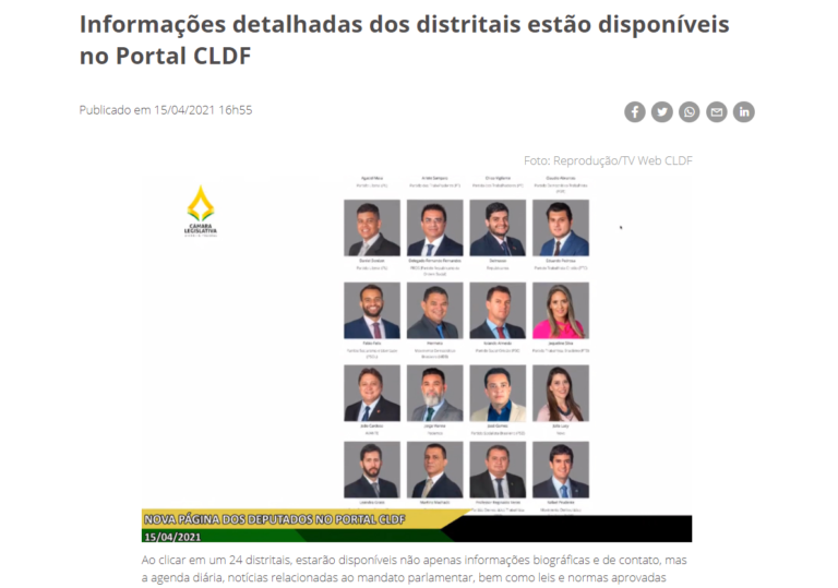 Agência CLDF: Informações detalhadas dos distritais estão disponíveis no Portal CLDF