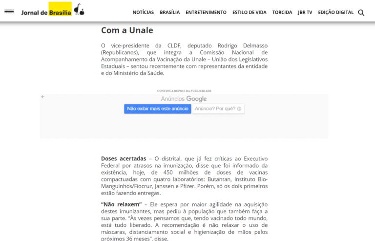 Jornal de Brasília coluna Do Alto Da Torre, 15 de abril