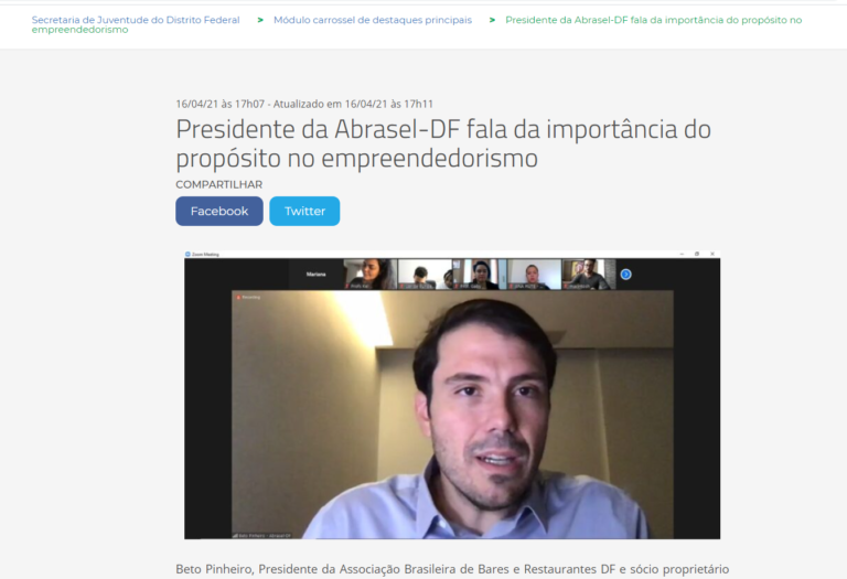 Secretaria de Juventude: Presidente da Abrasel-DF fala da importância do propósito no empreendedorismo