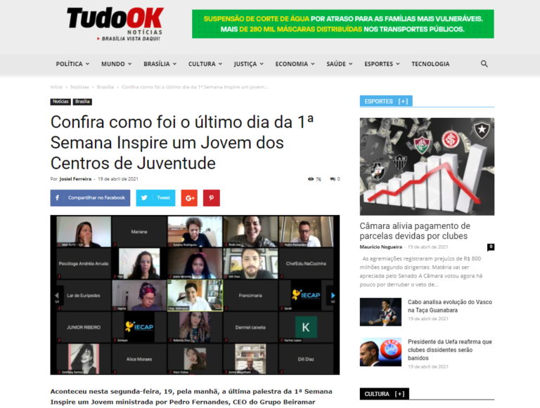 Tudo Ok Notícias: Confira como foi o último dia da 1ª Semana Inspire um Jovem dos Centros de Juventude