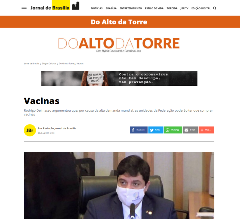 Jornal de Brasília coluna Do Alto Da Torre, 20 de abril de 2021
