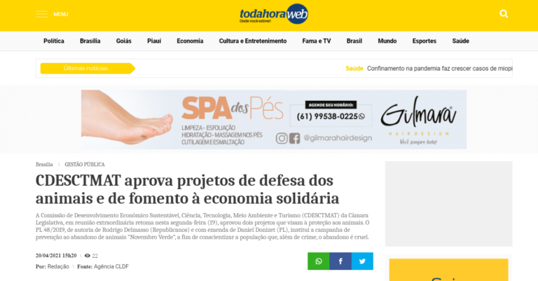Toda Hora Web: CDESCTMAT aprova projetos de defesa dos animais e de fomento à economia solidária