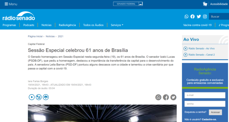 Senado: Sessão Especial celebrou 61 anos de Brasília