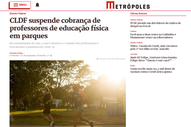 Metrópoles: CLDF suspende cobrança de professores de educação física em parques