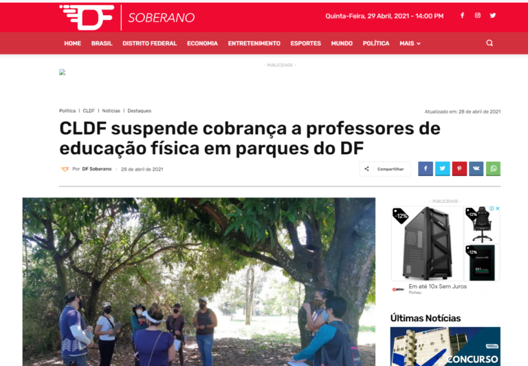 DF Soberano: CLDF suspende cobrança a professores de educação física em parques do DF