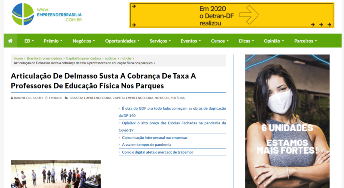 Empreender Brasília: Articulação De Delmasso Susta A Cobrança De Taxa A Professores De Educação Física Nos Parques