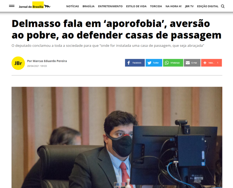 Jornal de Brasília: Delmasso fala em ‘aporofobia’, aversão ao pobre, ao defender casas de passagem