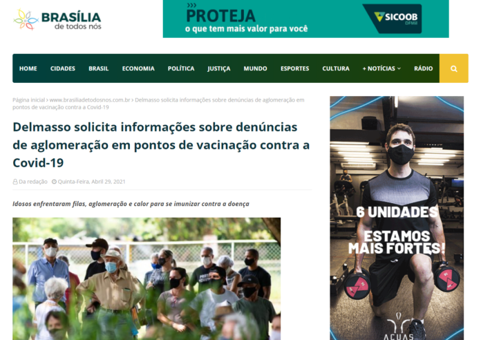 Brasília de Todos Nós: Delmasso solicita informações sobre denúncias de aglomeração em pontos de vacinação contra a Covid-19