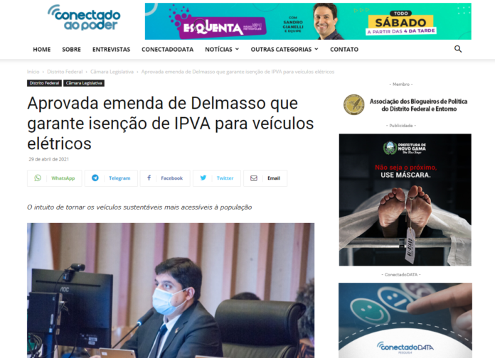 Conectado ao Poder: Aprovada emenda de Delmasso que garante isenção de IPVA para veículos elétricos