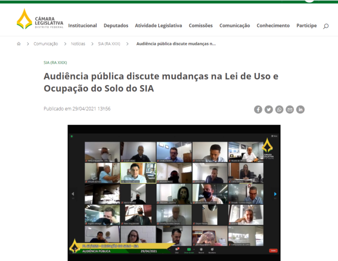 Agência CLDF: Audiência pública discute mudanças na Lei de Uso e Ocupação do Solo do SIA