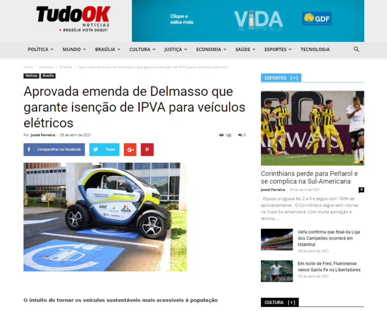 Tudo Ok Notícias: Aprovada emenda de Delmasso que garante isenção de IPVA para veículos elétricos