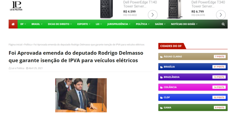 Lei e Política: Foi Aprovada emenda do deputado Rodrigo Delmasso que garante isenção de IPVA para veículos elétricos