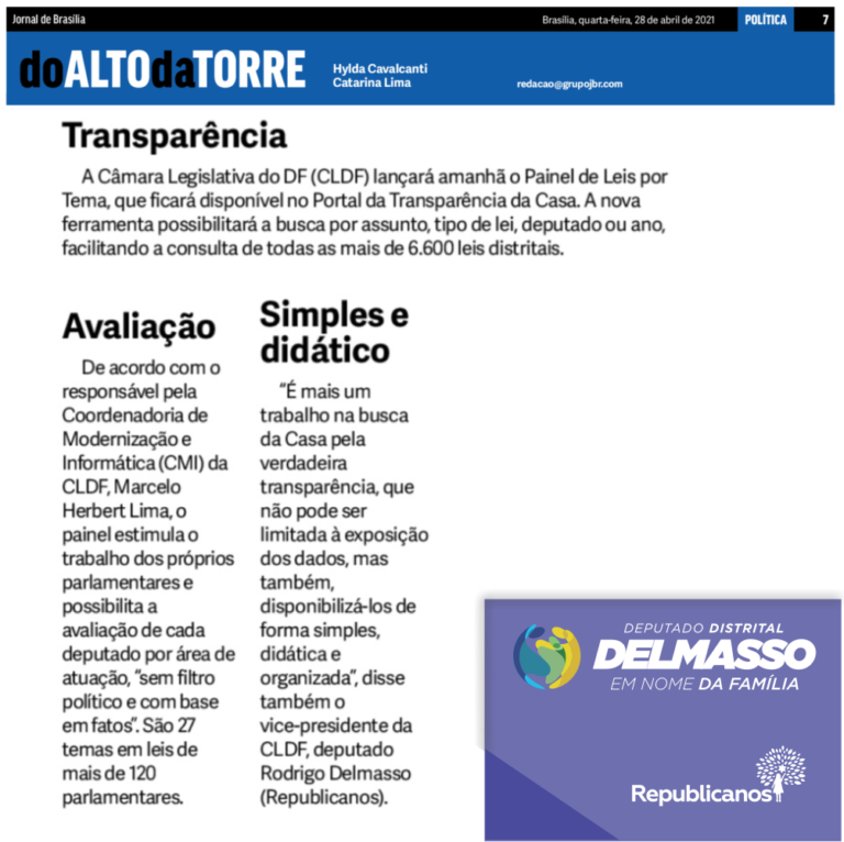 Jornal de Brasília coluna Do Alto Da Torre, 28 de abril